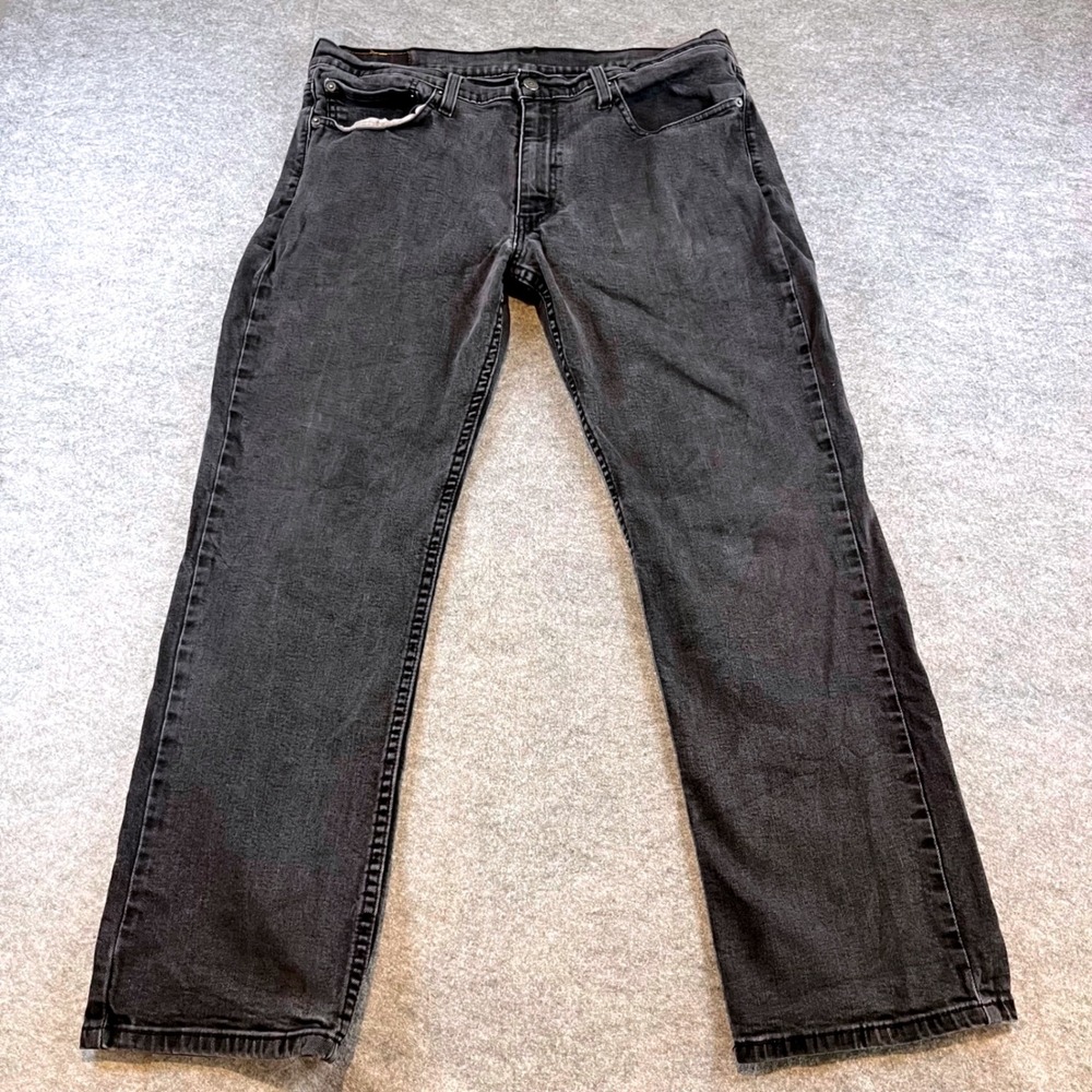 Levi's Mens 514 Straight Fit Jeans Black Faded Denim Casual Streetwear 36x30